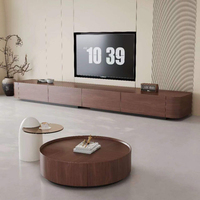 Ensemble de tables basses populaires pour salon, table basse ronde vintage en bois de noyer de luxe, table à thé moderne minimaliste et tendance