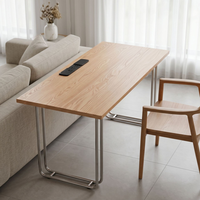Table de bureau vintage industrielle en bois massif avec pieds en acier inoxydable, idéale pour la maison, le bureau ou comme table d'étudiant – Grande taille – Offre spéciale