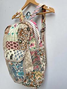 Sac à dos en coton matelassé patchwork élégant multicolore Sac de transport Sac d'école Sac de voyage et de shopping Cadeau spécial Femme - Product Image 5