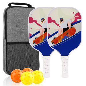 Juego de palas de pickleball con 4 pelotas y bolsa de transporte, marco de fibra de vidrio, aprobado por la USAPA para jugar en interiores y exteriores - Product Image 1