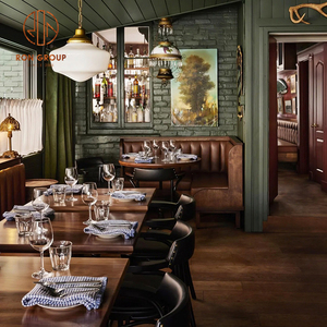 Ensemble de meubles de restaurant Ron Group <span class=keywords><strong>Vintage</strong></span> Luxury : table carrée en bois, chaise rembourrée personnalisée, banquette en cuir capitonnée. - Product Image 3