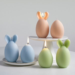 Bougie parfumée artisanale en cire de soja, en forme d'œuf de Pâques, esthétique, rayée, non toxique, cadeau de Thanksgiving, décoration pour la maison - Product Image 2