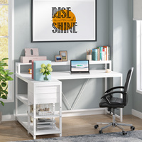 Nouveau meuble de bureau d'ordinateur d'angle en bois de conception moderne de couleur blanche avec rangement