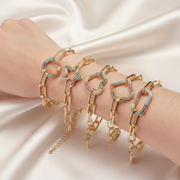 Bracelet à breloques Xueni, nouveau style, micro-pavé CZ, fermoirs en forme de cœur et d'étoile, chaîne cubaine en or 24 carats