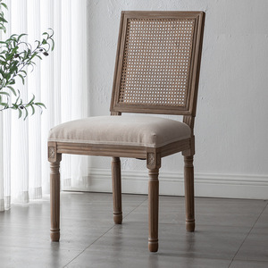 Sedia da pranzo nordica all'ingrosso in pelle con schienale in canna e braccioli, per banchetti, in rattan Louis, in legno massello, per <span class=keywords><strong>arredamento</strong></span> domestico - Product Image 5