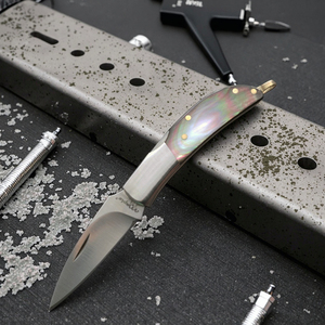 TONGYE 12c27 thép không gỉ gấp Pocket Knife Đen ốc xà cừ xử lý chiến thuật EDC DIY OEM răng cưa cạnh - Product Image 2