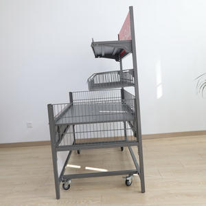 ถังขยะตาข่ายสำหรับซูเปอร์มาร์เก็ตตารางใหม่พร้อมล้อถอดออกได้วัสดุเหล็กบรรจุในกล่อง - Product Image 4