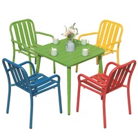 Ensemble de tables et chaises en métal durable Mobilier d'extérieur en alliage d'aluminium Table et chaises de pique-nique pour cour