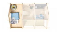 Nouvelle conception Grande maison confortable avec escalier en bois et cabane en rondins à toit à deux versants avec lit mezzanine