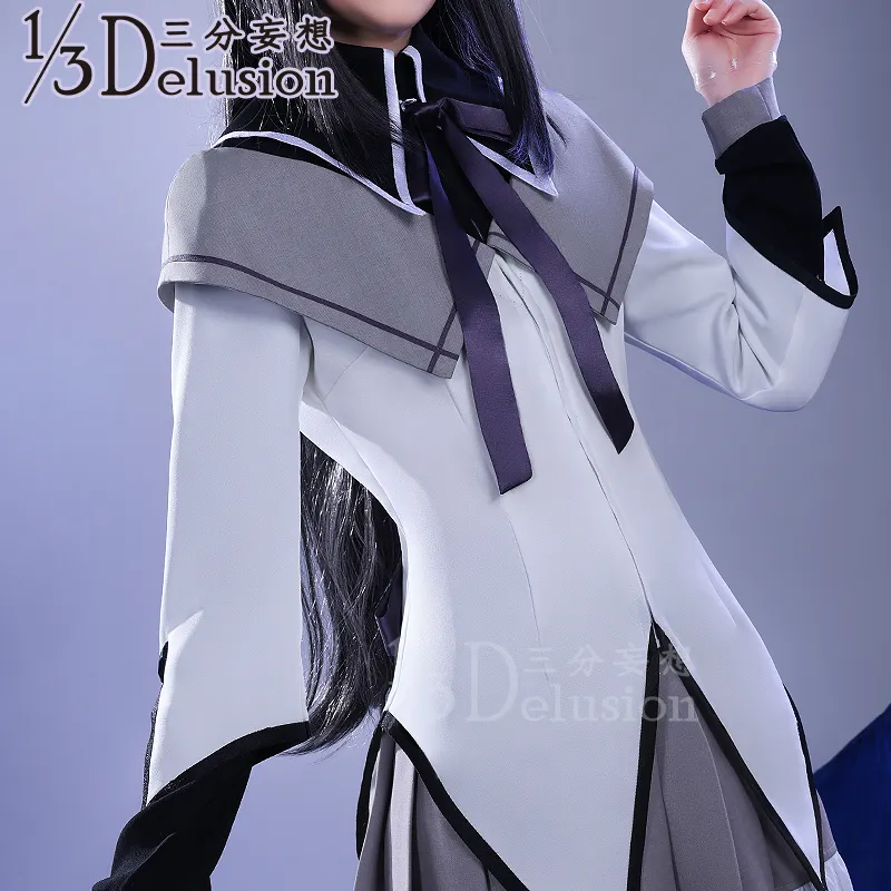 Custom Akemi Homura Cosplay Anime Puella Magi Madoka Magica Kostuum Uniform Vrouwen Festival Feest Verjaardag Halloween Outfit