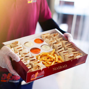 <span class=keywords><strong>Mini</strong></span> boîte shawarma personnalisée boîte de pâturage shawarma à emporter boîte de papier jetable biodégradable pour hamburger et frites - Product Image 4