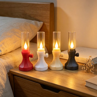 Lampe à pétrole LED miniature 2,28*5,39 pouces avec abat-jour losange, fonctionnant sur piles, lumière LED sans flamme – Idéale pour Noël et les anniversaires
