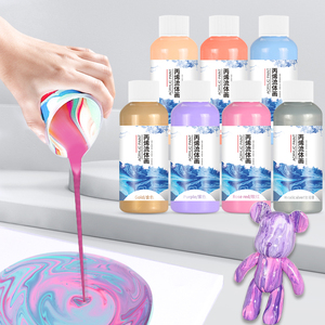 Juego de arte fluido de pintura vertedora Osbang, oso de 23 Cm con Kit de 3 colores, resina, producto recién llegado, lienzo acrílico, 1 Juego, pintura de 60ml CN;GUA - Product Image 2