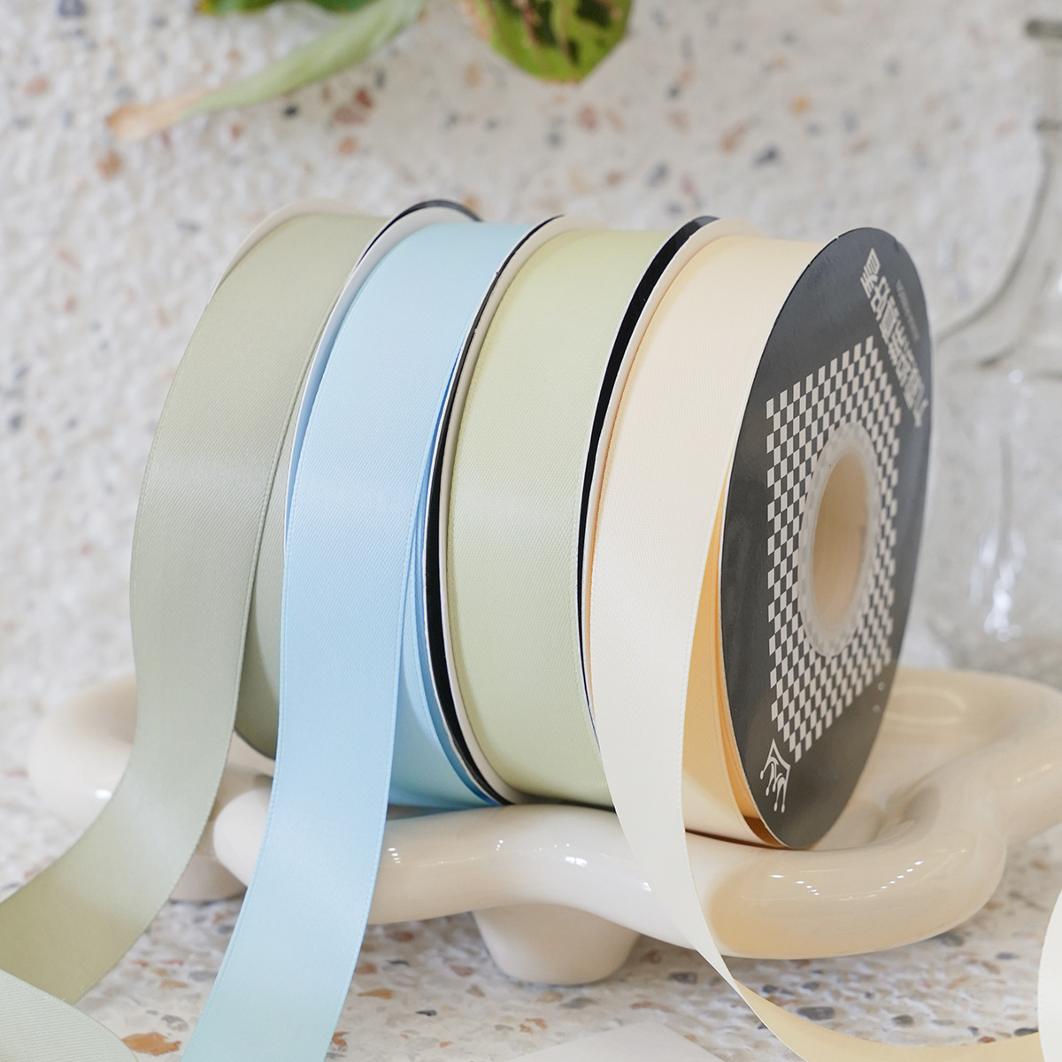 2.5cm Solid Color Matte Cotton Printed Ribbon for Bouquet Birthday Cake Box Wrapping Gift Decoration-for Valentine's Day