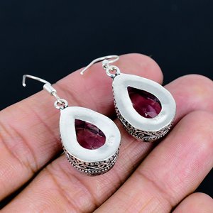 Handmade Pink kuinjet Drop <b>Earrings</b> Dangle Drop <b>Earrings</b> Stylish Gemstone <b>Earring</b> Colorful Gemstone <b>Earrings</b> - Product Image 2