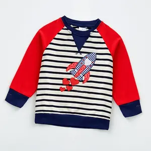 Girlymax 2023 Lente Valentijnsdag 2.14 Navy Gestreepte Launch Liefde Raglan Lange Mouwen Top O-hals Jongens Sweatshirt