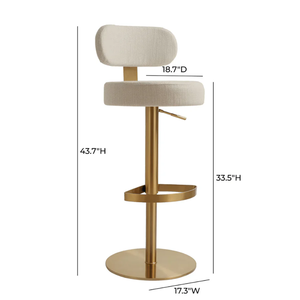 Rosemere Adjustable Iron Steel Fabric <b>Stool</b> with Cream Textured Finish Modern Design for Commercial Use Round Pedestal Base - Product Image 2