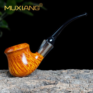 Muxiang Briar Wood Smoking Pipe Bent Type 3mm Smoke Channel Tobacco Pipe Gift - Product Image 2