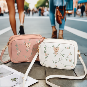 Women's PU Fashion Floral Butterfly Embroidered Zipper Portable <b>Camera</b> Crossbody <b>Bag</b> Foreign Trade Wholesale Summer Personalized - Product Image 2