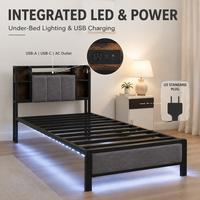 Lit en métal double de luxe moderne de haute qualité pour hôtel, avec tête de lit en métal robuste OEM et rangement intégré