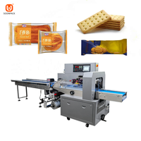 Machine d'emballage automatique horizontale pour sandwichs, gaufrettes, pains, biscuits, type coussin