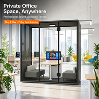 Cabine de travail mobile insonorisée pour réunions, diffusion en direct et bureaux, 4 places, pour bibliothèques et immeubles de bureaux