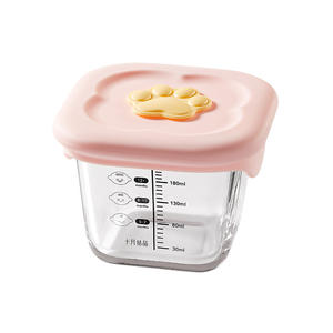 Contenedor de Almacenamiento de Alimentos para Bebés October Crystal, 180 ml, Vidrio con Tapa de Pata, para Alimentación de 0 a 12 Meses - Product Image 1