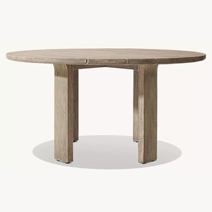 Table à manger ovale en teck durable RH Lagos, plateau massif multi-planches, base cannelée, pieds droits robustes, grain naturel, moderne, pour extérieur - Product Image 5