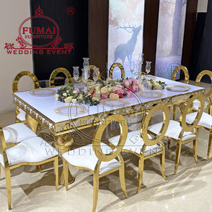 Mueble de lujo para eventos, patas doradas de acero inoxidable, mesa larga dorada para eventos de boda - Product Image 1