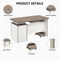Escritorio de Oficina Extensible para Empleados en Oferta, Mesa de Trabajo Bicolor con Acabado de Madera, con Bandeja para Teclado y Soporte para CPU, Pedidos Corporativos al por Mayor