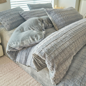 Fluffy Comforter Set Siêu Mềm Faux Fur Lông Cừu Bộ Đồ Giường Bộ Sang Trọng Mờ 3 Miếng Hoặc Tùy Chỉnh Duvet Cover Set - Product Image 3