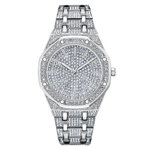 Populaire Mens Bling Punk Diamant Étanche Lumineux Mâle Or Strass Cristaux De Quartz Montre - Product Image 5