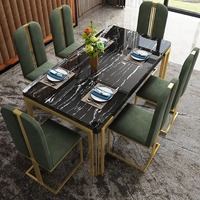 MOQ 200 Vente chaude Nouvelle collection de meubles de salle à manger modernes de luxe sur mesure, ensemble de table à manger en marbre avec 8 chaises