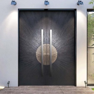 Porte d'entrée extérieure principale moderne en aluminium noir, étanche, insonorisée, antivol, à battant unique, pour une sécurité renforcée - Product Image 4