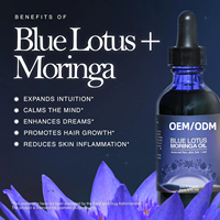 Minyak Moringa Organik Blue Lotus Label Pribadi Perawatan Kulit Canggih untuk Wajah Tubuh Relaksasi Minyak Rambut Biji Ekstrak Alami Murni