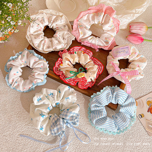 Coleteros con Volantes <span class=keywords><strong>de</strong></span> Encaje, Lazos Florales y Cuadros, Decoración para el Cabello para Mujeres y Niñas - Product Image 4