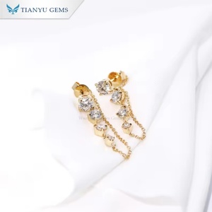 Tianyu Gems Round Cut Lab <b>Diamonds</b> Drop Earrings Women 18k 14k 10k Yellow Gold Dangling Earring Wedding Party <b>Jewelry</b> for Girls - Product Image 4