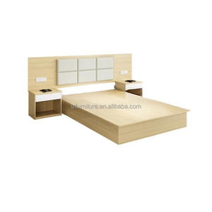 FoShan OEM ODM Manufacturer Custom Modern Hotel Platform <b>Bed</b> with Soft <b>Padded</b> Panel Headboard and Nightstand for Budget Hotels - Product Image 2