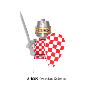 Figuras de Caballeros de <span class=keywords><strong>Castillo</strong></span> Medieval, pegatinas de bandera del ejército, escudo impreso, bloques de construcción, soldados, Mini accesorios, juguetes, regalo para niños - Product Image 4