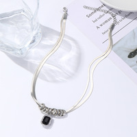 Zircone Double Couche Collier Automne Hiver Pull Chaîne En Acier Inoxydable Argent Clavicule Chaîne