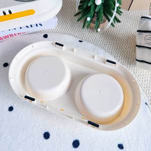 Daoge - Tazón de acero inoxidable para mascotas, plato doble para agua y comida, diseño de patito lindo para perros y gatos - Product Image 2