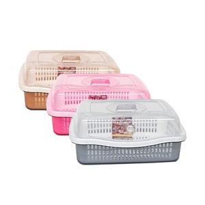 High Quality Stackable Colorful Washing Drain Kitchen Plastic <strong>Basket</strong> <strong>With</strong> <strong>Lid</strong> Oval Washing Bowl Kitchen Colander - Product Image 1