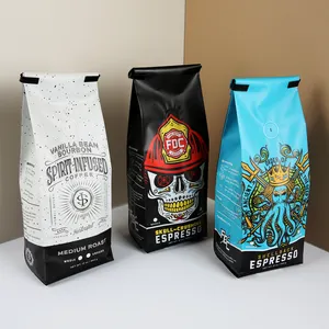 Flat Bottom Zipper Bag Digital Print Custom Resealable Bags 8 Side Gusset Coffee Pouches Food Grade Biodegradable Pouch