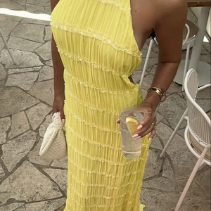 Vestido <span class=keywords><strong>de</strong></span> <span class=keywords><strong>Verano</strong></span> Z-211 para Mujer, Estilo Sexy, Plisado, Material <span class=keywords><strong>de</strong></span> Poliéster, Diseño Digital Sólido, Vestido Informal para Vacaciones - Product Image 1