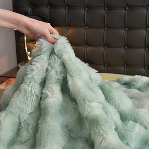 طقم أغطية سرير فاخر من 4 قطع بتصميم فريد من فرو الأرانب الصناعي، بطانية مينكي فائقة النعومة محبوكة بنمط الفقاعات، ديكور منزلي، غطاء سرير - Product Image 3