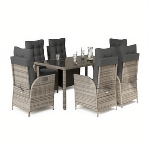 Garden Dining <b>Set</b> 6 Seater Rattan With Storage Outdoor Contemporary Style - Product Image 1