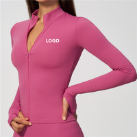 Veste de sport respirante pour femme, extensible dans quatre directions, avec trous pour les pouces, manches longues, grande taille, séchage rapide, vêtements de sport athlétiques