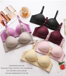 New Without Steel Ring Comfortable Breathable Gathered Ladies Underwear Non-magnetic <b>Thin</b> Cup Glossy Fat <b>Bra</b> Fashion - Product Image 2
