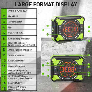 Nivel Láser Huepar AG2L con Medidor <span class=keywords><strong>de</strong></span> Ángulo <span class=keywords><strong>Digital</strong></span>, Transportador Electrónico 3 en 1, Inclinómetro, Herramientas para Trabajar la Madera - Product Image 4