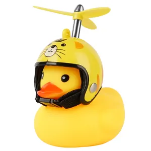 Hélice para carro pequeno pato amarelo dos desenhos animados, capacete infantil para passeio, equipamento de bicicleta, acessórios de decoração para carro